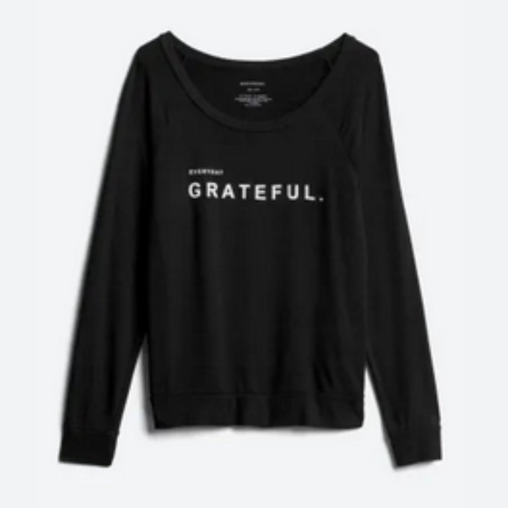 good hYOUman Micki Stretch Fleece Everyday Grateful Graphic Knit Top (L)